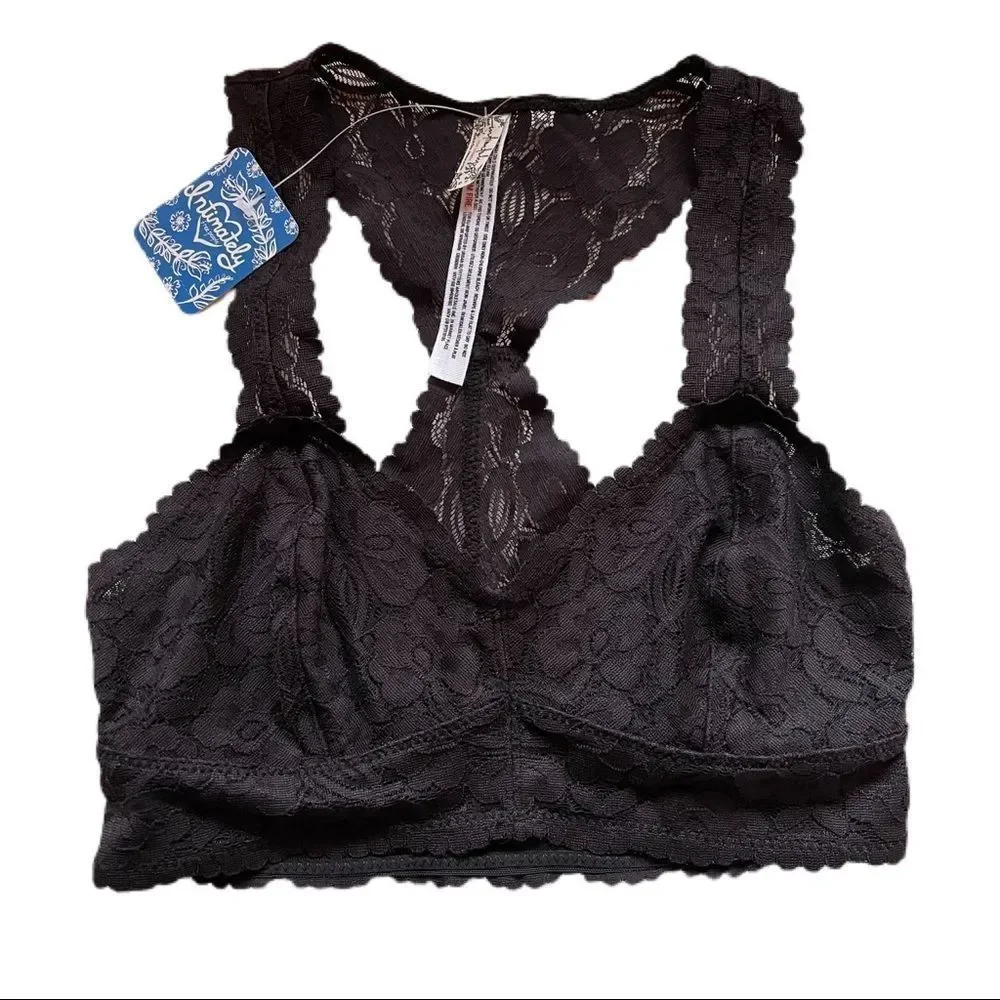 NWT Intimately Free People Galloon Lace Racerback Black Bralette - Picture 5 of 7